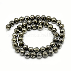Natural Pyrite Beads Strands&nbsp;X-G-S265-03-6mm
