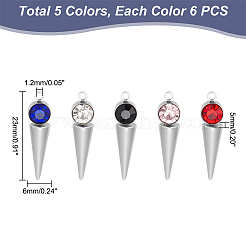 30Pcs 5 Colors 202 Stainless Steel Pendants&nbsp;STAS-UN0049-61