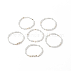 6Pcs 6 Style Natural Shell & Glass Star & Round Beaded Stretch Bracelets Set for Women&nbsp;BJEW-JB09945-01