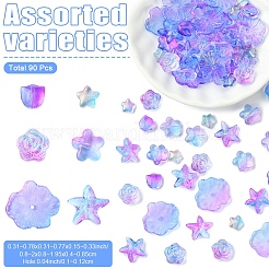 90Pcs 6 Styles Transparent Glass Beads&nbsp;GLAA-YW0005-88