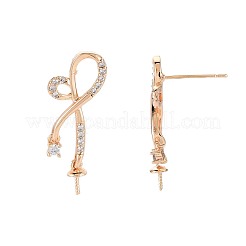 Brass Micro Pave Clear Cubic Zirconia Stud Earring Findings&nbsp;KK-S364-133