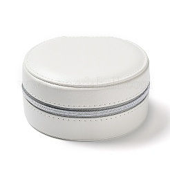 Round PU Imitation Leather Jewelry Storage Zipper Boxes&nbsp;PAAG-PW0003-07A
