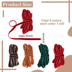 40 Yards 4 Colors Single Face Velvet Ribbons&nbsp;OCOR-PH0004-52