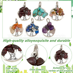 4 Sets Natural & Synthetic Mixed Stone Chip Pendants&nbsp;FIND-AR0004-36