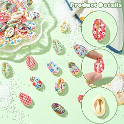 60Pcs 12 Styles Printed Natural Shell Beads&nbsp;BSHE-CJ0001-10
