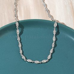Brass Micro Pave Clear Cubic Zirconia Eye Link Chain Necklaces&nbsp;NJEW-G183-07P