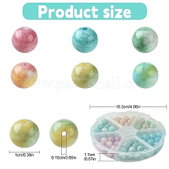 60Pcs 6 Colors Ombre Effect Dyed Crackle Glass Round Beads Strands&nbsp;GLAA-YW0003-60