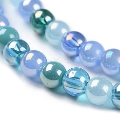 Transperant Electroplate Glass Beads Strands&nbsp;GLAA-P056-4mm-B03