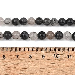 Natural Tourmalinated Quartz/Black Rutilated Quartz Beads Strands&nbsp;G-D361-01A-6-7mm