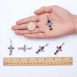 Natural Round Gemstone Pendant Decorations&nbsp;HJEW-SC0001-05