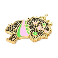 Brass Micro Pave Cubic Zirconia Pendants&nbsp;KK-H270-01G
