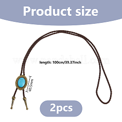 2Pcs Alloy with Synthetic Gemstone Oval Bolo Tie Necklaces&nbsp;NJEW-DC0001-29