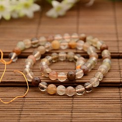 Natural Rutilated Quartz Round Bead Strands&nbsp;G-N0078-6mm-12