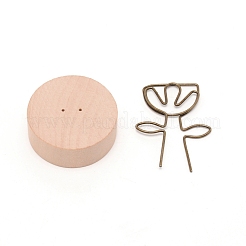 Flat Round Schima Wood Name Card Holder Base&nbsp;AJEW-WH0029-24