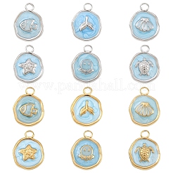 6Pcs 6 Styles 304 Stainless Steel Pendants&nbsp;STAS-YW0011-12G