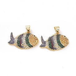 Brass Micro Pave Clear Cubic Zirconia Pendants&nbsp;ZIRC-F135-03G-04