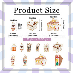 40Pcs 10 Styles Food Theme Rack Plating Alloy Enamel Pendants&nbsp;ENAM-TA0003-66