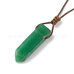 Natural Green Aventurine Nugget Pendant Necklace with Waxed Cord for Women&nbsp;NJEW-F306-01A