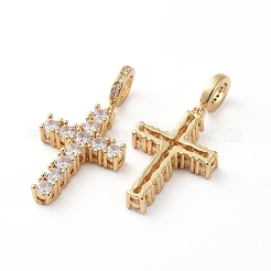 Brass Micro Pave Clear Cubic Zirconia Pendants&nbsp;ZIRC-L076-031G