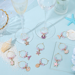20Pcs 10 Styles Ocean Theme Alloy Enamel Wine Glass Charms&nbsp;AJEW-SC00056
