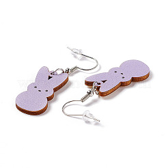 Rabbit Wooden Dangle Earrings&nbsp;LS-EJEW-D189-01F