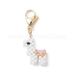 Handmade Glass Seed Beaded  Alpaca Shape Pendants Decorations&nbsp;HJEW-MZ00364