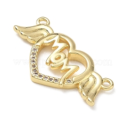 Mother's Day Brass Micro Pave Cubic Zirconia Connector Charms&nbsp;CU-CBAC7ED-01B-G