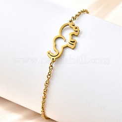 201 Stainless Steel Elephant Link Bracelets&nbsp;BJEW-B128-02G