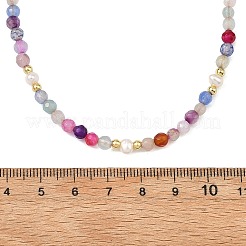 Dyed & Heated Faceted Round Natural Agate and Cultured Freshwater Pearl Beaded Necklaces for Women&nbsp;NJEW-JN06240-02