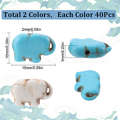 80Pcs 2 Colors Dyed Synthetic Turquoise Beads&nbsp;G-SC0002-56