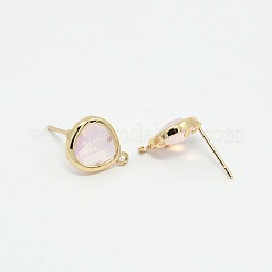 Real 18K Gold Plated Tone Brass Glass Stud Earring Findings&nbsp;GLAA-J023-06G