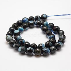 Faceted Natural Fire Crackle Agate Beads Strands&nbsp;G-F447-10mm-A14
