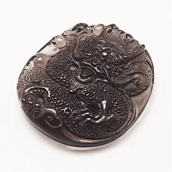 Carved Natural Obsidian Big Pendants&nbsp;G-G660-57