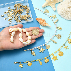 6Pcs 6 Styles Ocean Theme Cowrie Shell & Aluminum & Brass & Alloy Baseball Cap Chain&nbsp;HJEW-SC0002-37