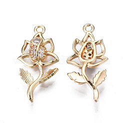 Brass Micro Pave Clear Cubic Zirconia Pendants&nbsp;KK-S359-105-RS