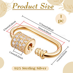 1Pc 925 Sterling Silver Locking Carabiner&nbsp;STER-BC0004-50G