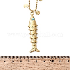 304 Stainless Steel with Synthetic Turquoise Fish Pendant Necklaces for Women&nbsp;NJEW-F362-02G