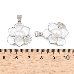 Brass Micro Pave Clear Cubic Zirconia Pendants&nbsp;KK-CBA6A75-53C-P