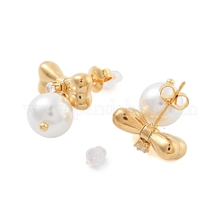 304 Stainless Steel Clear Cubic Zirconia ABS pearl Stud Earrings&nbsp;EJEW-S226-13G
