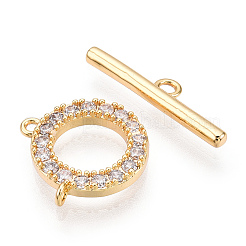 Brass Micro Pave Clear Cubic Zirconia Toggle Clasps&nbsp;KK-E068-VC174
