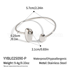 304 Stainless Steel Teardrop Cuff Bangles for women&nbsp;LP8428-2