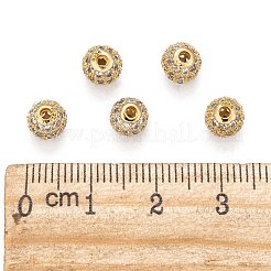 Brass Cubic Zirconia Beads&nbsp;ZIRC-F001-02G-6MM