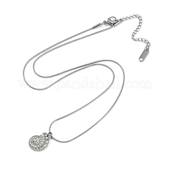 304 Stainless Conch Shell Shaped Pendant Round Snake Chain Necklaces&nbsp;NJEW-Z044-03P