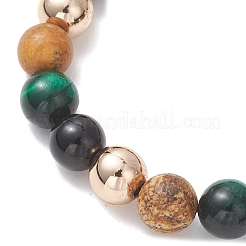Natural & Synthetic Mixed Gemstone Beads Braided Beaded Bracelets for Women Men&nbsp;BJEW-JB13425-02