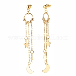 304 Stainless Steel Star & Moon & Lighting Bolt Dangle Stud Earrings&nbsp;EJEW-JE04908