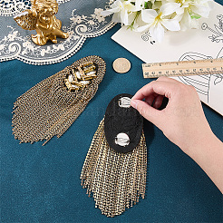 2Pcs Felt & Iron & Rhinestone Tassel Epaulette&nbsp;AJEW-CN0007-74A-G