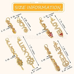 4Pcs 4 Style Eco-Friendly Brass Micro Pave Cubic Zirconia with Glass Pendants&nbsp;KK-SZ0005-79
