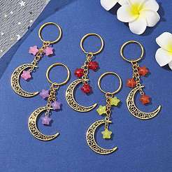 Tibetan Style Alloy Hollow Moon Pendant Keychain&nbsp;KEYC-JKC00690