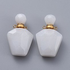 Faceted Natural White Jade Openable Perfume Bottle Pendants&nbsp;G-E564-09A-G