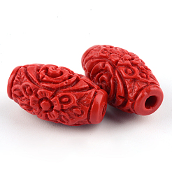Carved Cinnabar Beads&nbsp;CARL-Q004-76B